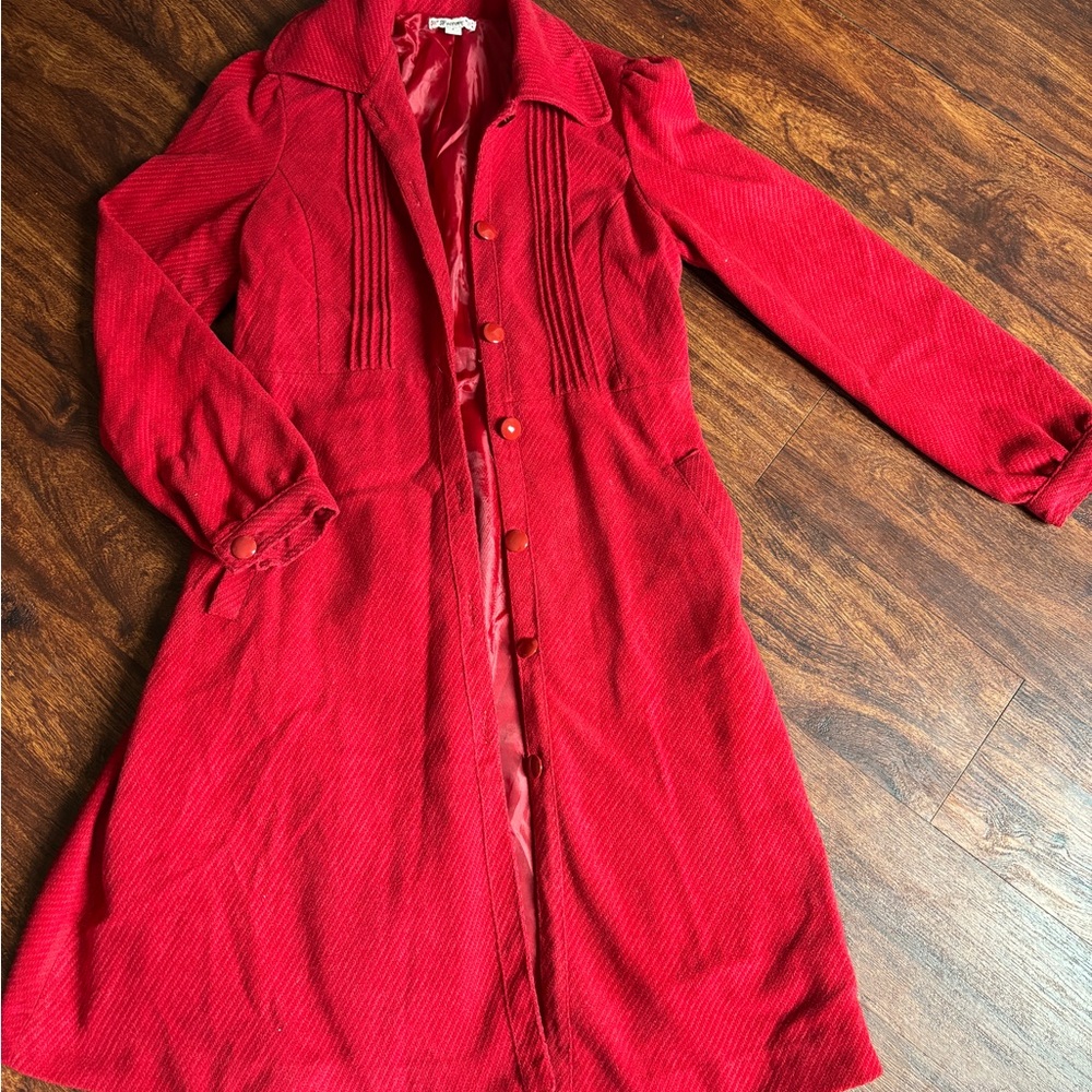 Forever 21 Red Trench Coat with Pintuck Detailing
